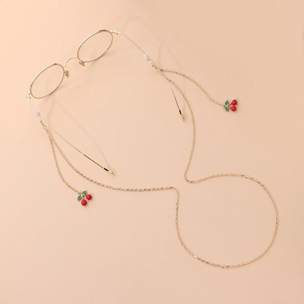 Glasses Chain for Women Anti-Lost Mask Chain Lovely Cherry Sunglasses Cord Retainer Holder Eyewear Chain Lanyard Jewelry