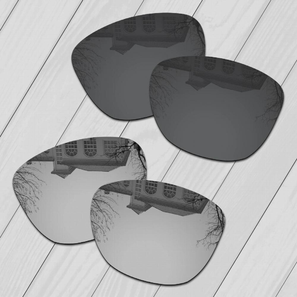 E.O.S 2 Pairs & Silver Polarized Replacement?Lenses?for?Oakley?Frogskins OO9013 Sunglasses