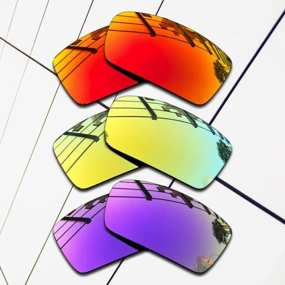 Multicoloured E.o.s 3 Pairs Fire Red & Purple & 24K Polarized Replacement?Lenses?For?Oakley Gascan Sunglasses