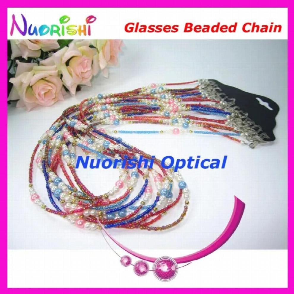 Multicoloured 12Pcs Nice Beaded Steel Wire Rope Eyeglass Sunglasses Eyewear Spectacle Chain Cords Lanyard L851