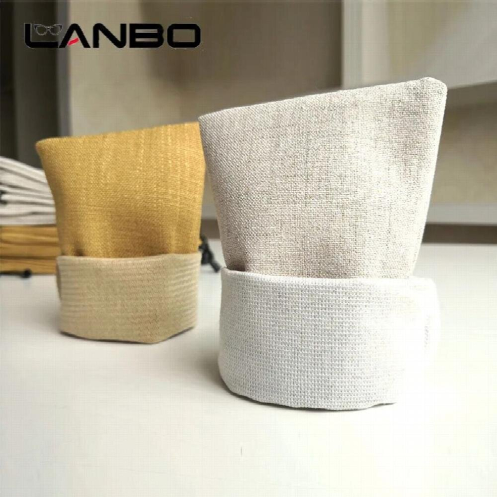 LANBO 2pcs/Lot Linen Fabric Portable Sunglasses Pouch for Eyewear Phone Bag Smooth Surface Container Glasses Bag 18x9mm