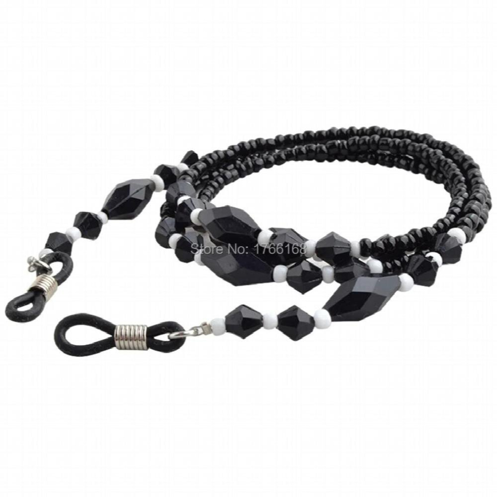 Black 20Pcs Beads Eyeglass Sunglass Spectacle Cord Neck Strap String Chain Link Holder