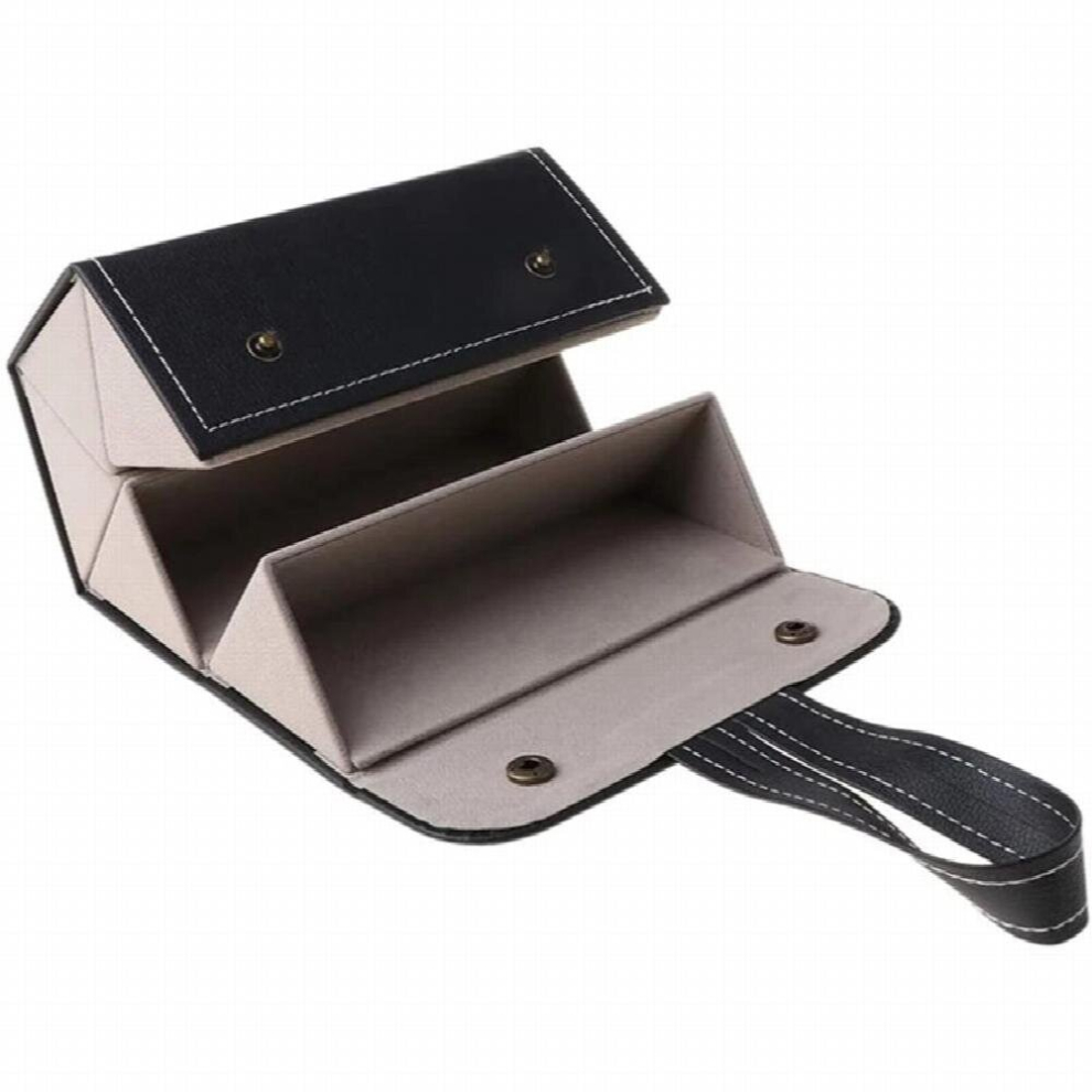 5 Slots Foldable Multiple PU Leather Sunglasses Eyeglasses Travel Organizer Case(Random Brown Color)