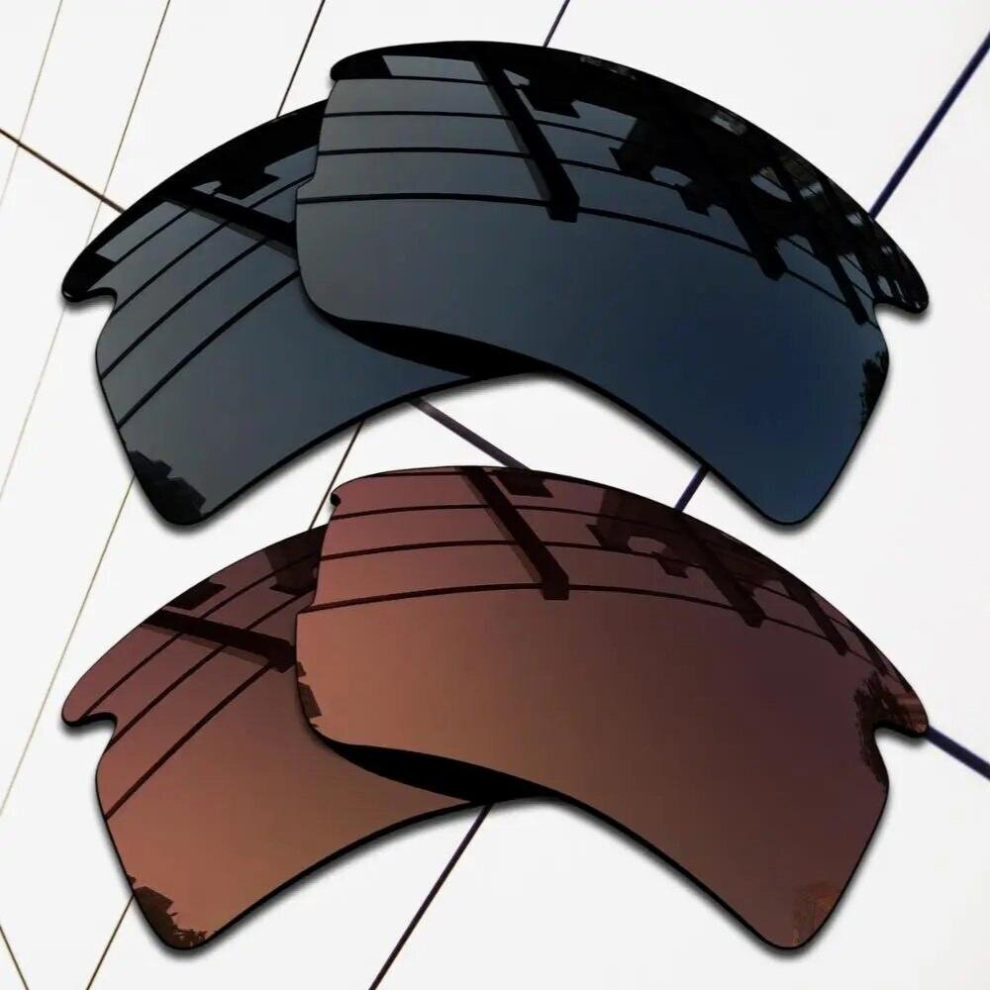 E.O.S 2 Pairs & Brown Polarized Replacement?Lenses?for?Oakley?Flak 2.0 XL OO9188 Sunglasses