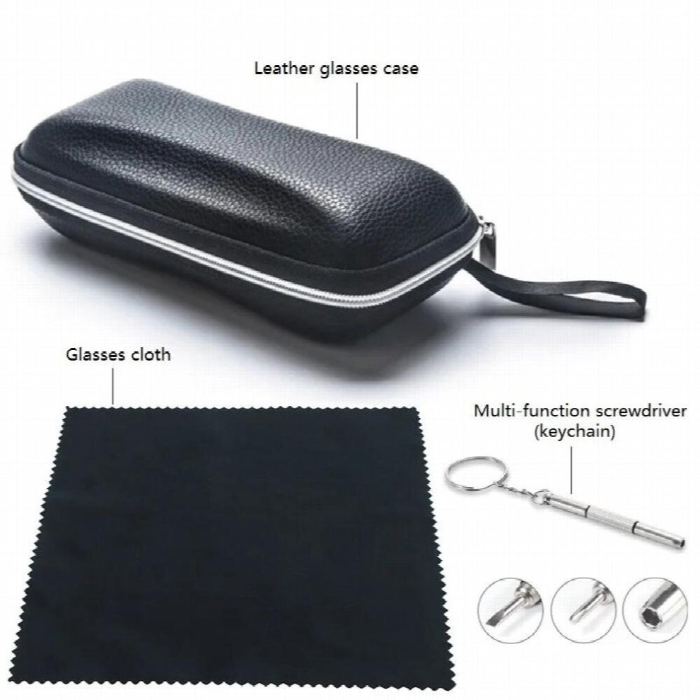 Leather Glasses Case Portable Sunglasses Reading Glasses Carry Bag Zipper Box Protective Case Cover Eyewear Accessories