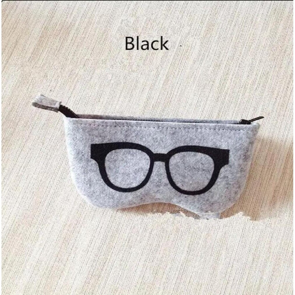 4 Colors Wool Felt Cloth Eyeglass Case Women Sunglasses Boxes Children Zipper Bag 20PCs/Lot
