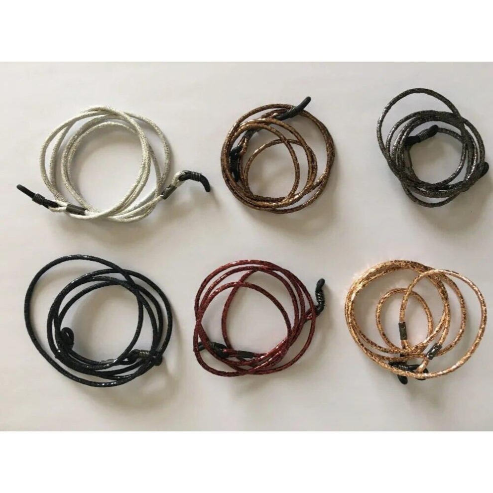 Multicoloured 6 Colored Shining Round Pu Leather Spectacle Cord Sunglass String Eyeglass Retainer Eyewear Lanyard Holder
