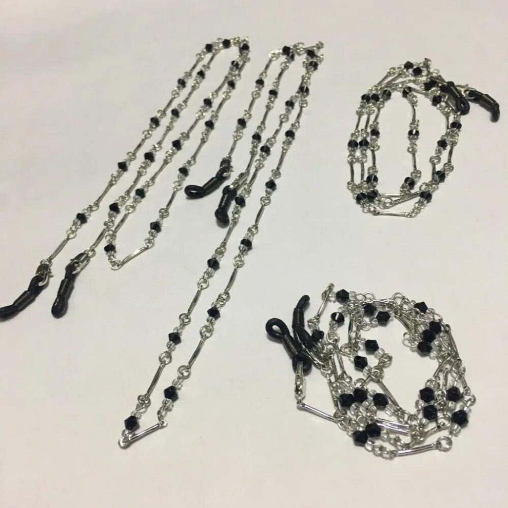 eyeglass faceted bead brass silver chain spectacle retainer reading glass cords sunglass string lanyard/face mask holder