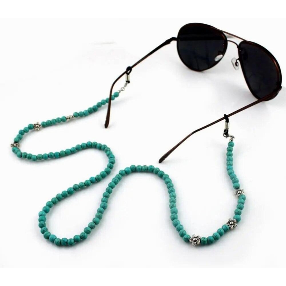 10pc/lot Fashin Green Beads Sunglasses Chain Neck Cord Holder Turquoise Turkey stone Beads Eyeglass Lanyard