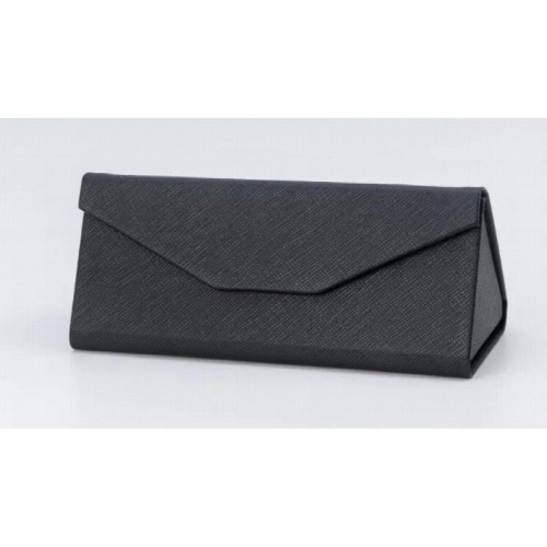 Glasses box manual triangle folding glasses box PU leather cross pattern sunglasses box flat lens box 2