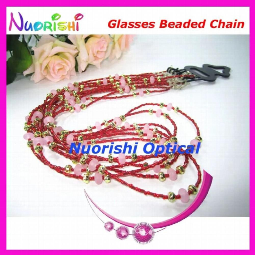 Multicoloured 6Pcs Nice Red Beaded Steel Wire Rope Eyeglass Sunglasses Eyewear Spectacle Chain Cords Lanyard L850