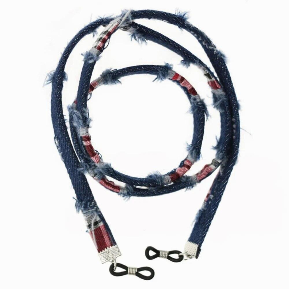 10pcs/lot Retro eyeglass sunglasses Emerizing Jean neck cord retainer eyewear Denim lanyard holder with silicone loop