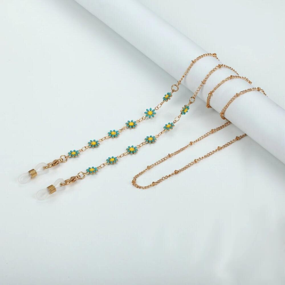Metal Drop Eyeglass Chains Flowers Beaded Neckband Sunglasses Chain Face-Mask Holder Glasses Chain Jewelry For Women