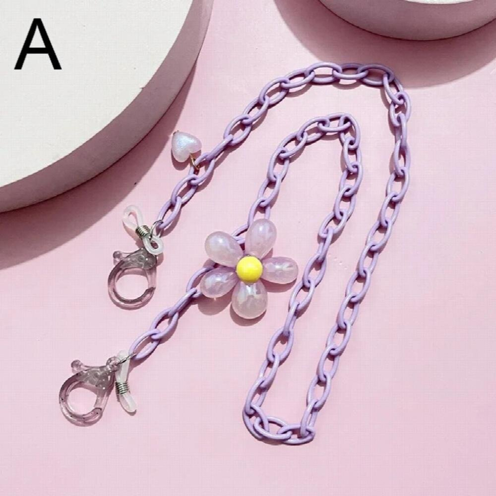 Multicoloured 1Pc Women Acrylic Flower Glasses Chains Bohemian Lanyard Face Mask Chain Holder Eyeglass Rope Sunglasses Cord Neck Strap