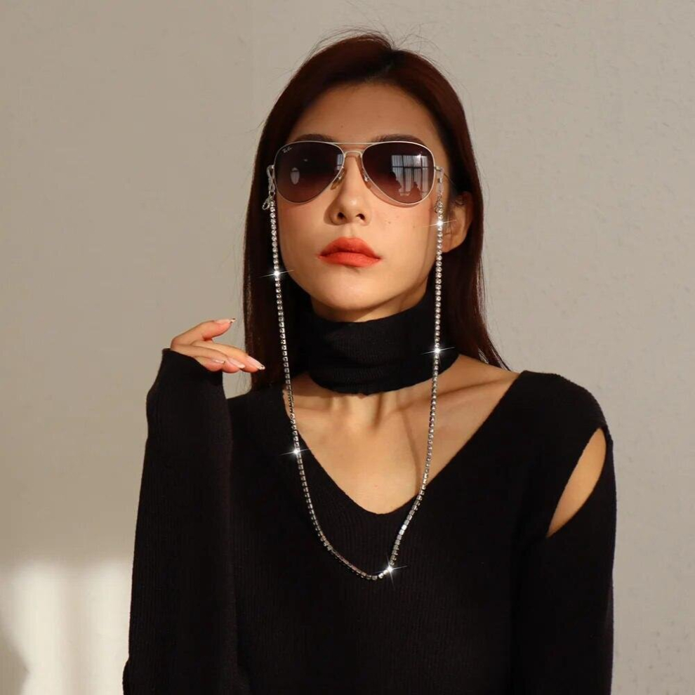 SRCOI Gorgeous Rhinestone Eyeglass Chain Delicate Crystal Claw Chain Reading Glasses Spectacles Sunglasses Holder Neck Cord