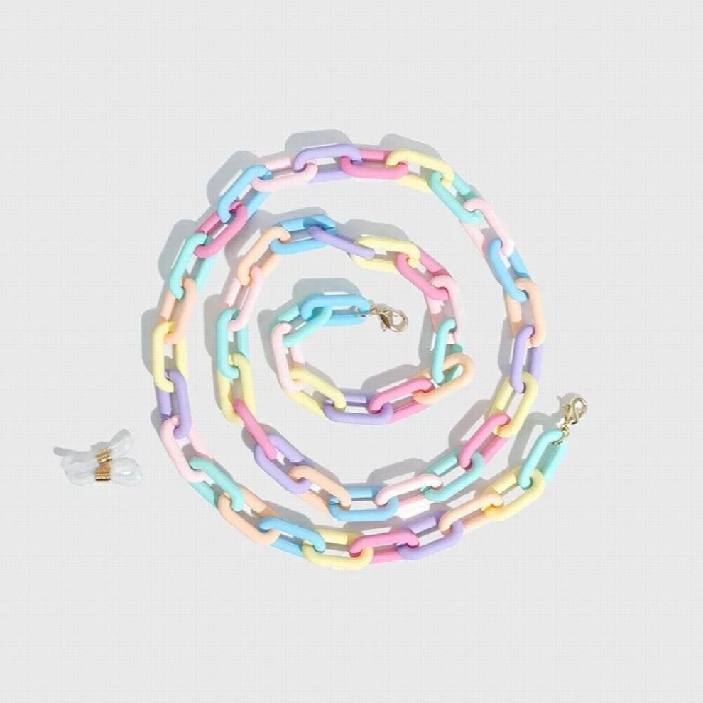 Rainbow Colorful Acrylic Link Chain Glasses Phone Hanger Necklace Face Mask Band Parents Kids Sunglasses Holder Cord Strap