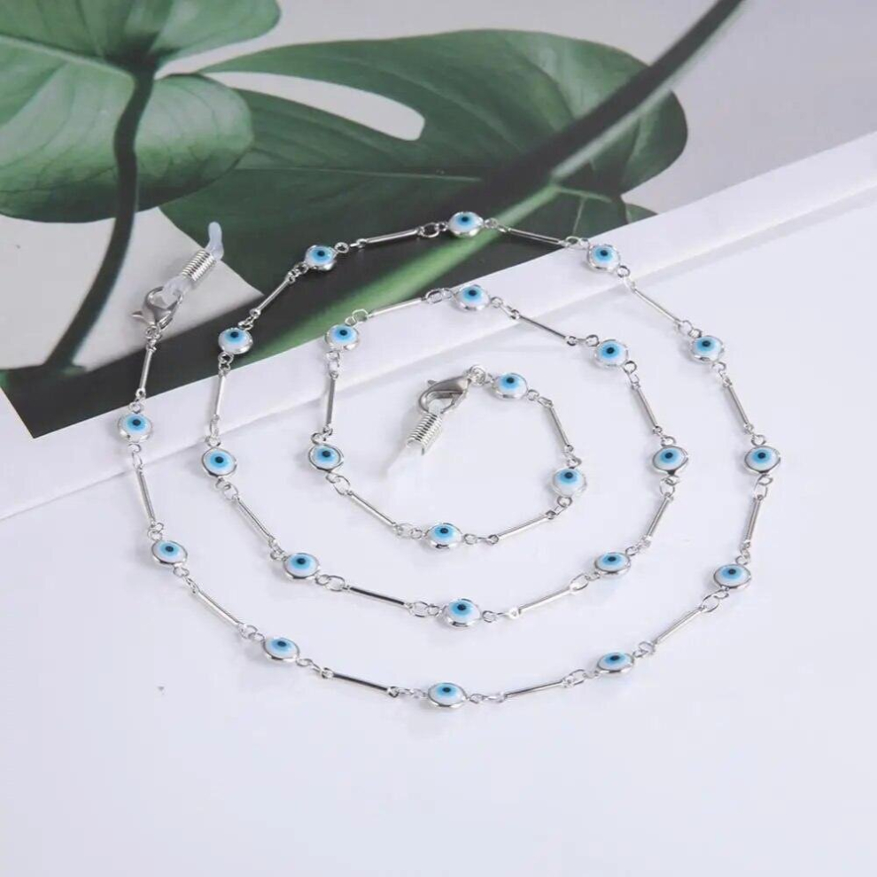 Multicoloured Skyrim Evil Eye Sunglasses Chains Necklace Womens Neck Chains Glasses Lanyard Eyewear Rope Mask Cord Accessory