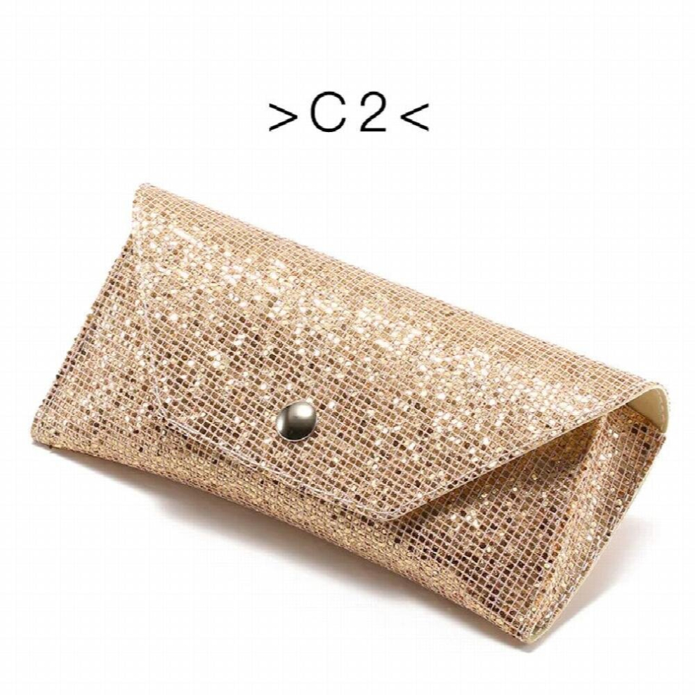 Retro Soft Sequins Leather Sun Glasses Case Portable Unisex Leather Sunglasses Bling Box Protective Sequins Glasses Box