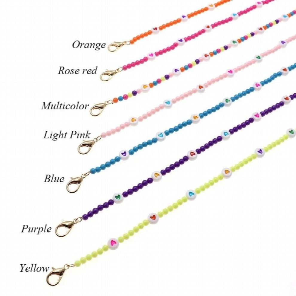 Children Colored Beaded Glasses Chain Non-slip Acrylic Face Mask Chain Eyeglasses Lanyard Hangs Masks Sunglasses Accessories