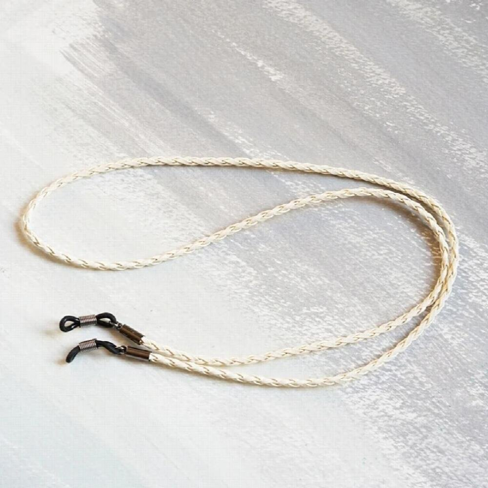 White Artificial Leather Woven Rope Eyeglasses Lanyard Glasses Chains For Women Men Sunglasses Strap