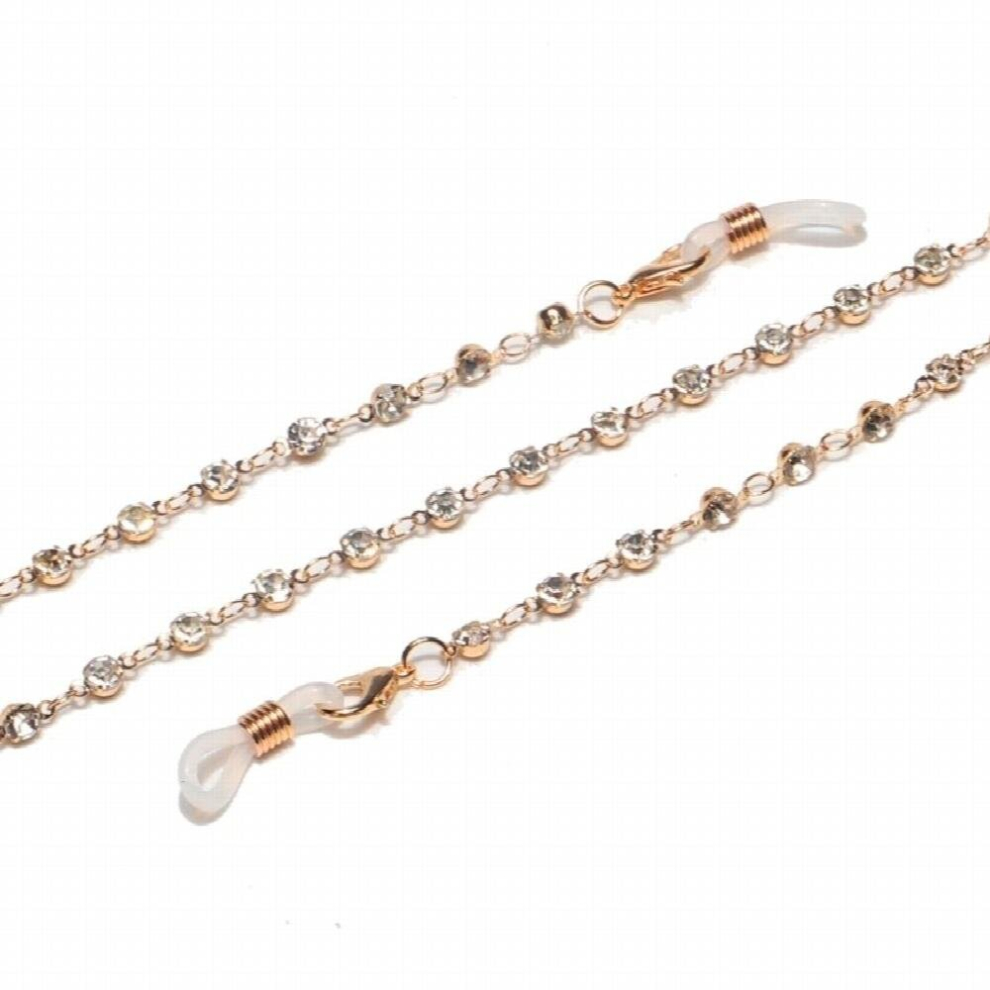White Colorful Rhinestones Glasses Chain Sunglasses Lanyard Necklace Stylish Beads Eyeglass Straps Eyewear Cord