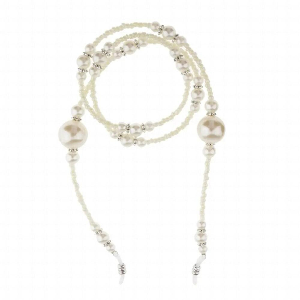 White Faux Pearls Beaded Chain Eyeglass Chains Cords For Women Sunglasses Holder Strap Lanyards