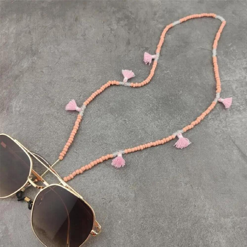 Boho Glass Beads Eyeglass Chains with cotton Tassel Sunglasses Reading Glasses Chain Eyewears Cord Holder Neck Strap Rope