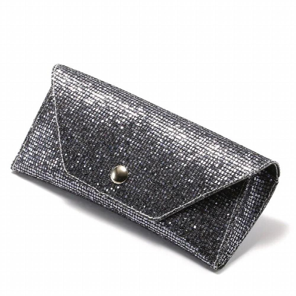 1PC Retro Soft Red Leather Sun Glasses Case Portable Unisex Leather Sunglasses Bling Box Protective Sequins Glasses Box