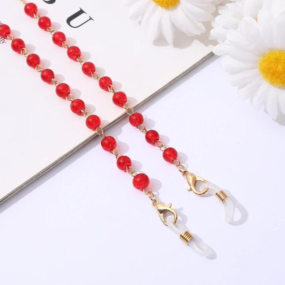 Multicoloured Acrylic Crystal Sunglasses Chains For Women Round Beaded Glasses Chain Holder Eyeglass Chain Face-Mask Lanyard Jewelry