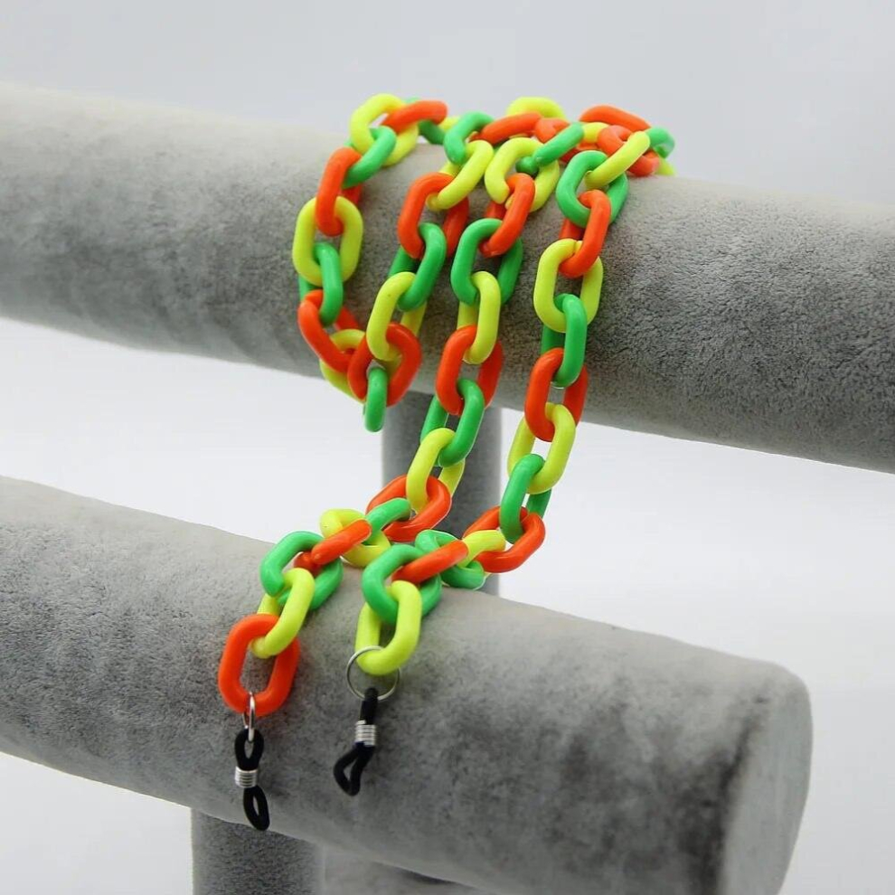 FishSheep Neon Acrylic Sunglasses Chain For Women Anti-slip Reading Glasses Cord Holder Hanging Neck Rope Lanyard
