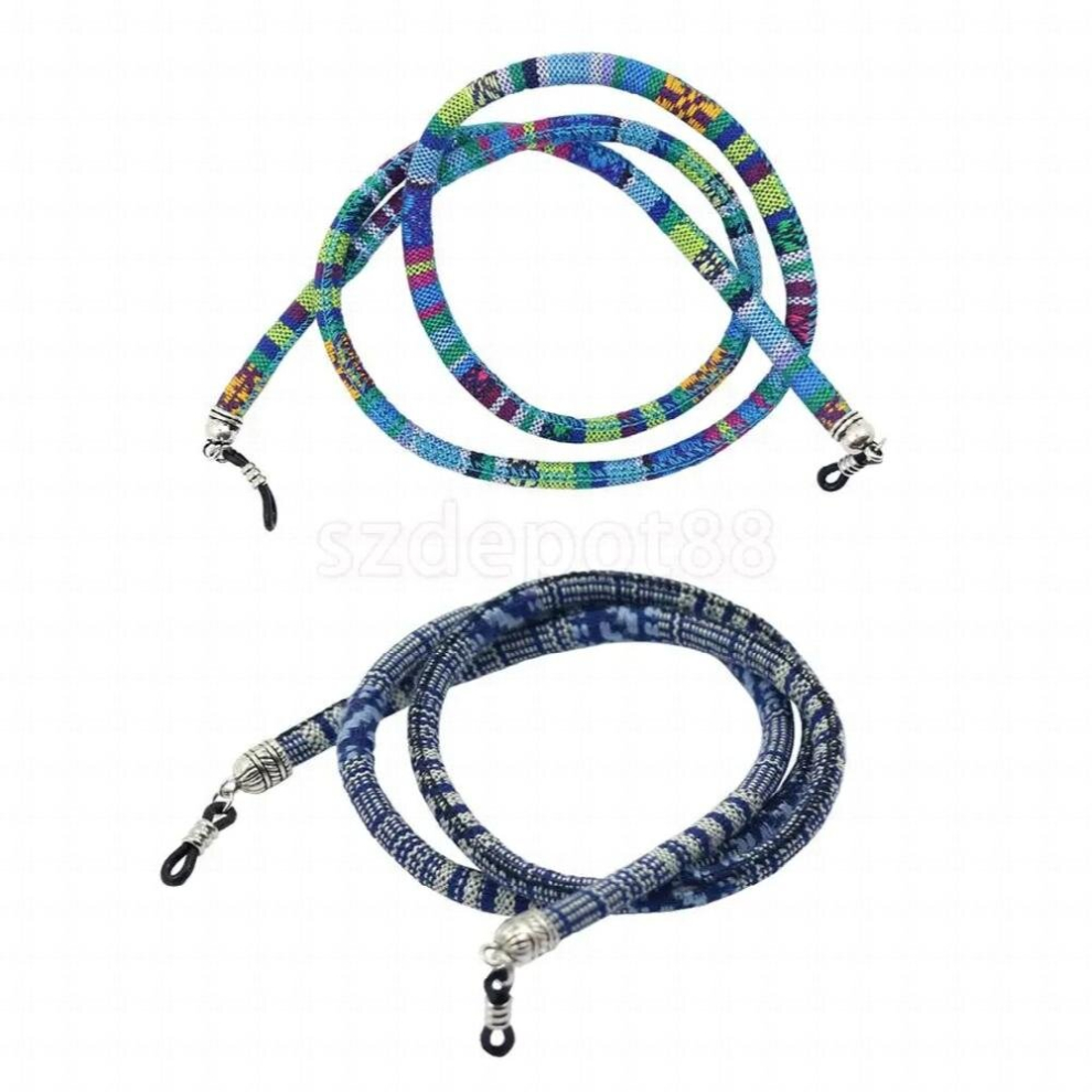 Multicoloured 2 Pieces Ethnic Coarse Cotton Sports Travel Glasses Eyeglass Rope Sunglasses Holder Retainer Cords Ropes Strings