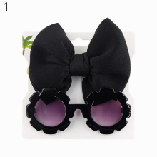 2Pcs/Set Baby Round Sunglasses Children Vintage Sun Glasses UV400 Protection Classic Kids Shade Eyewear Summer Hair Accessories