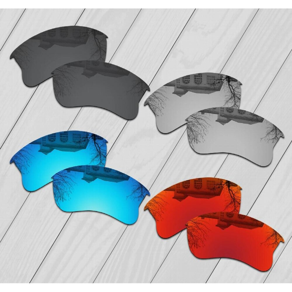 E.O.S 4 Pairs & Silver & Ice & Fire Red Polarized Replacement?Lenses?for?Oakley?Flak Jacket XLJ Sunglasses