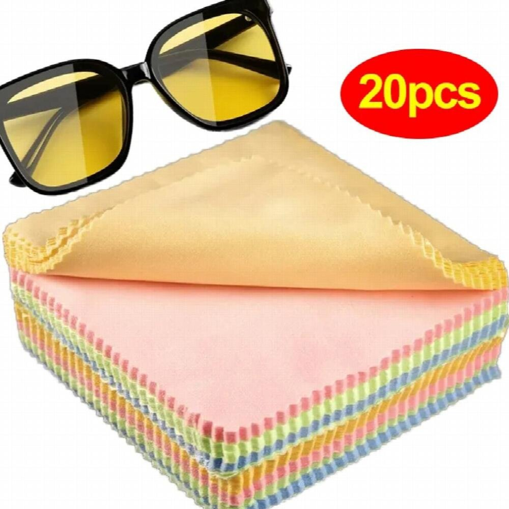 Multicoloured 20Pcs Glasses Cleaning Cloth Reusable Microfiber Glasses Cleaner Fabric Cloth For Sunglasses Camera Phone Lens Wipes Cloth