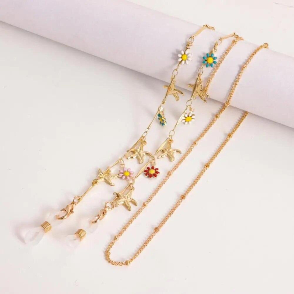 Multicoloured Glasses Chains Retro Sunglasses Chain Crystal Beaded Earphone Chain Eyeglasses Lanyard Bohemian Mask Hanging Rope