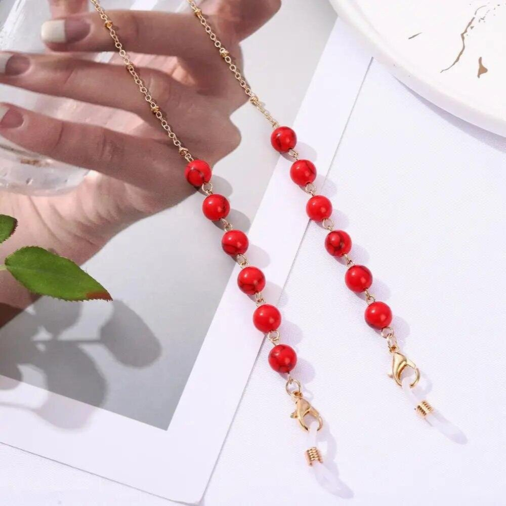 Agate Beaded Glasses Chain Metal Anti-lost Colourful Lanyards Crystal Sunglasses Chain Mask Hanging Rope Mask Chains