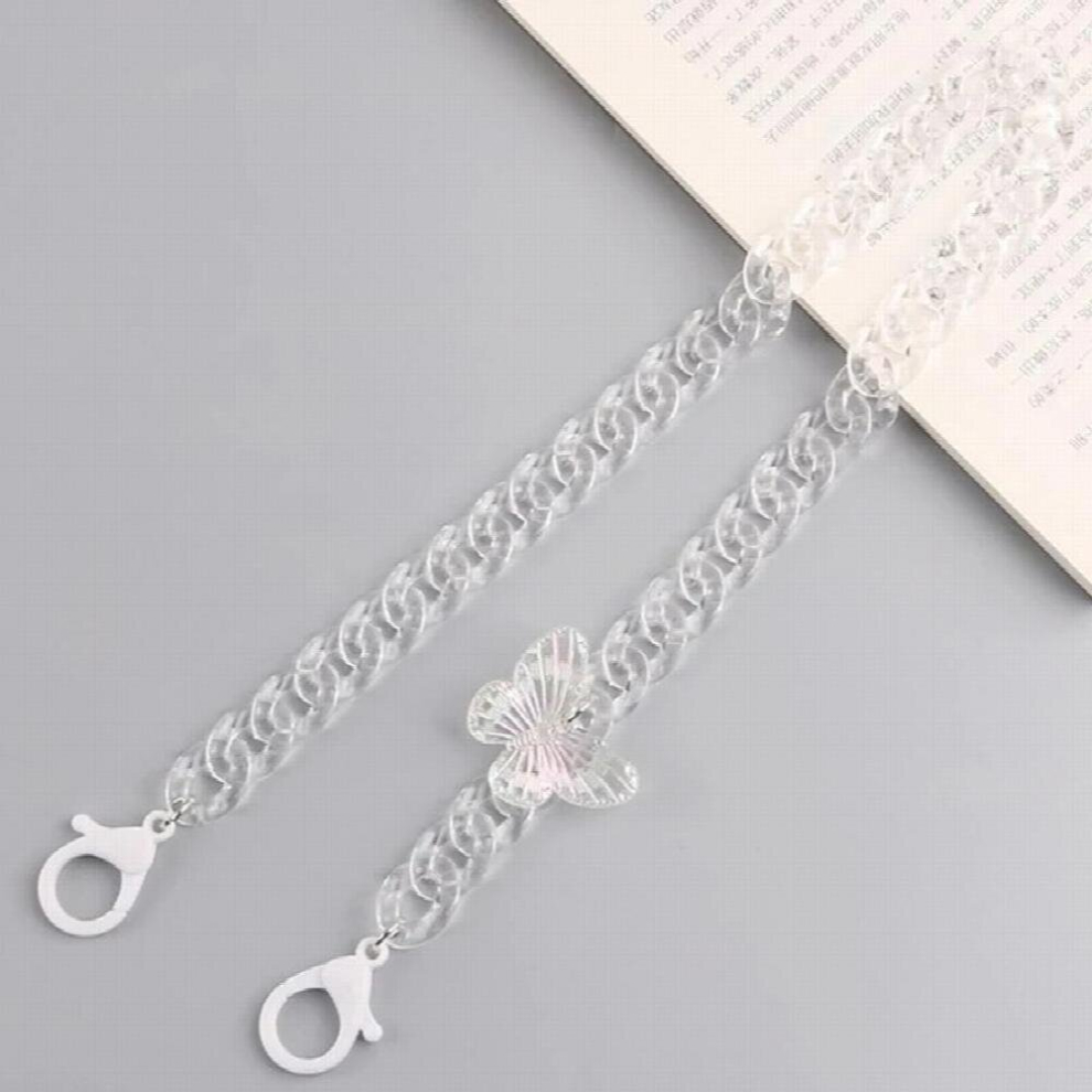 White Womens Neck Chain For Eyeglass Sunglasses Acrylic Glasses Rope Strap Mask Hanging Rope Eyeglass Chain Butterfly Glasses Chain