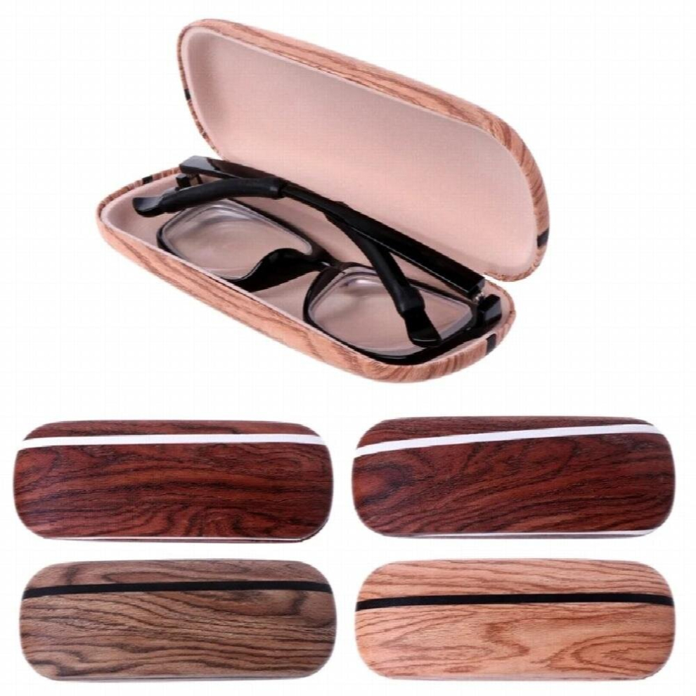 Portable Wood Grain Hard Eye Glasses Case Eyewear Box Sunglasses Protector Bag Optical Accessories Random