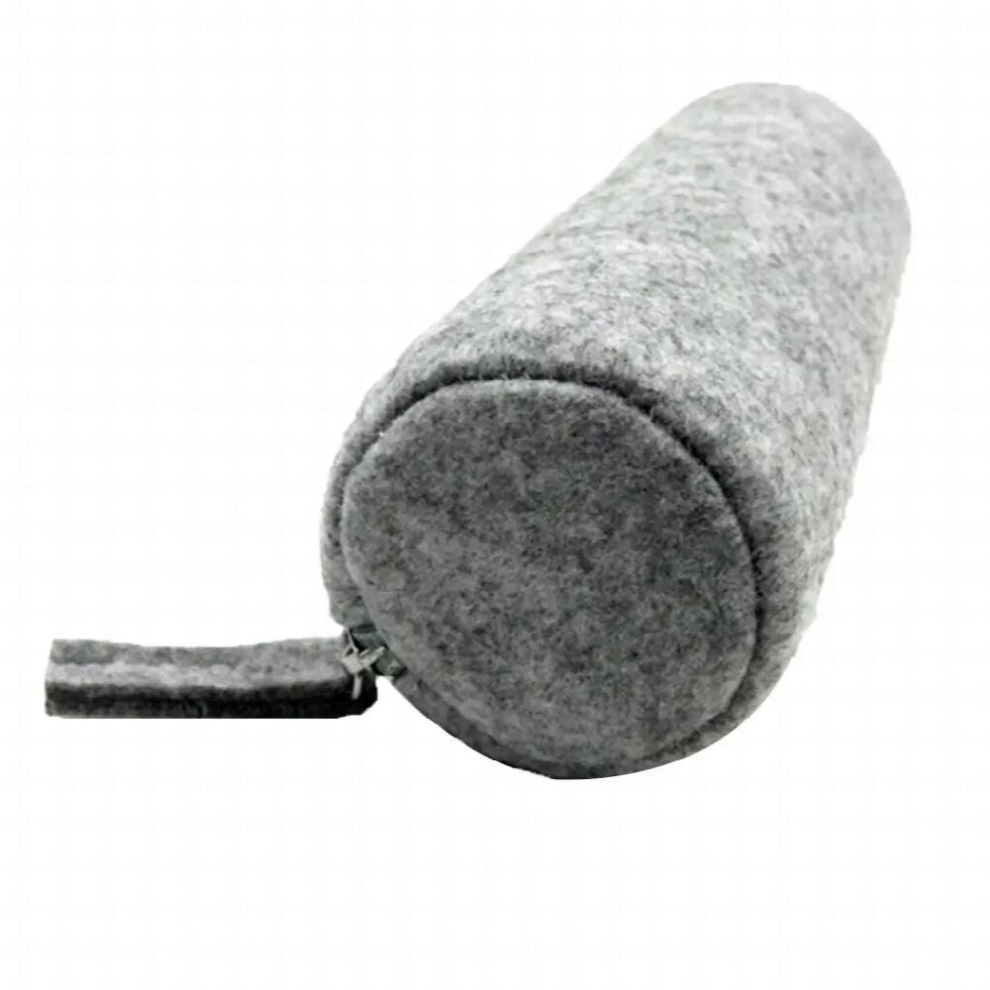 Soft Felt Eyeglass Pouch Portable Travel Zipper Sunglass Glasses Protective Case, Pen/Makeup Storage Bag, Gray