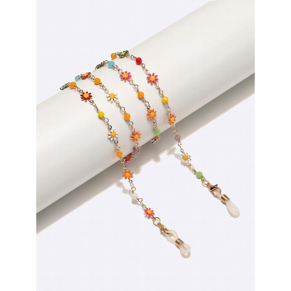 Colorful Metal Flower Sunglasses Chain Lanyard Women Glasses Mask Chain Eyewear accessary