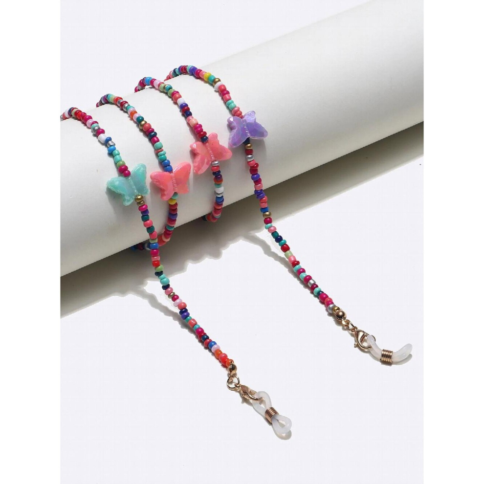 Multicoloured Bohemian Acrylic Butterfly Beads Glasses Chains Colourful Hanging Sunglasses Rope Chain Eyeglass Lanyard