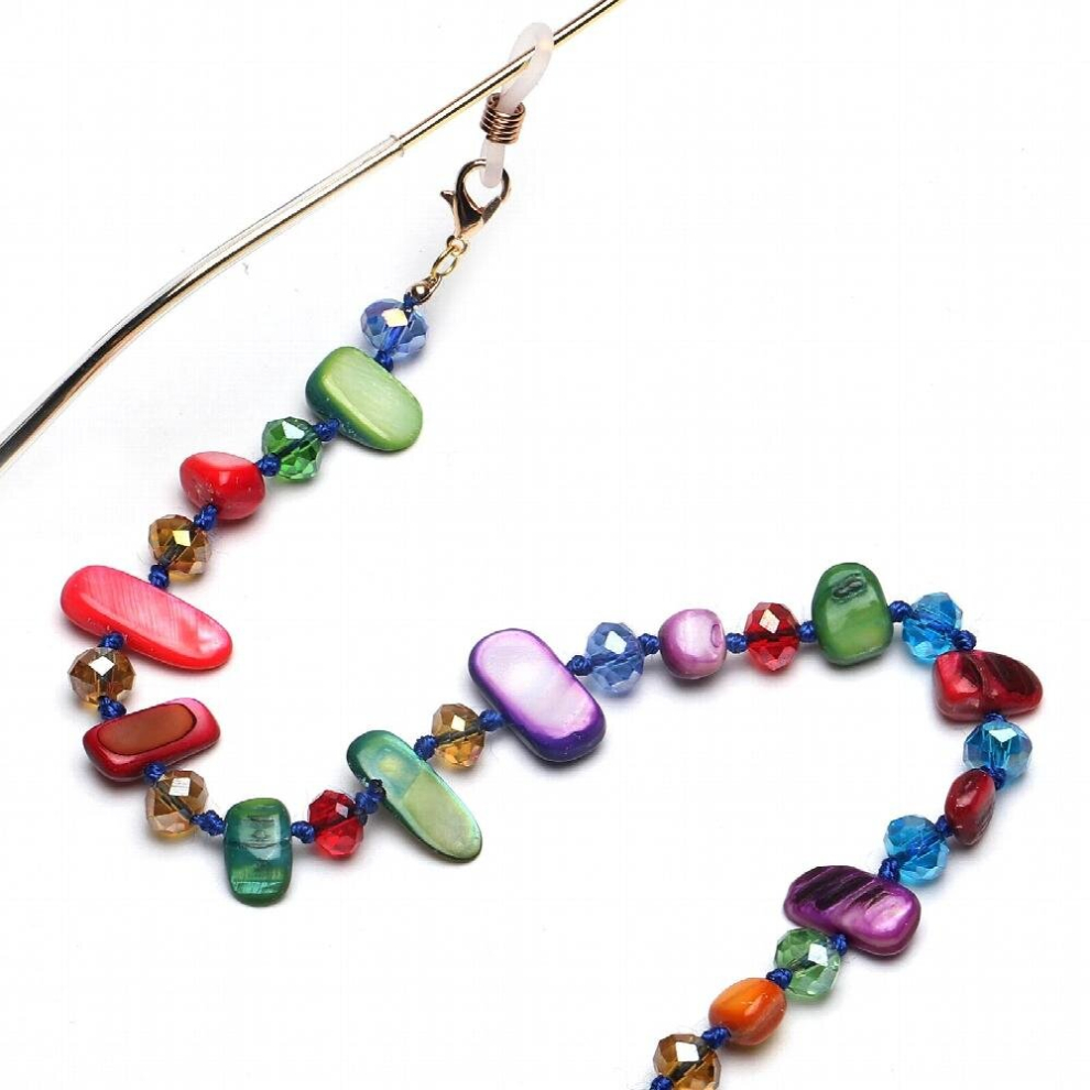 Multicoloured Colored Stone Crystal Beads Glasses Chain Lanyard Reading Glasses Sunglasses With Chain Beaded Anti-Lost Eyeglasses Chain