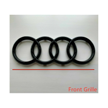 (Black Gloss, 315mm) Audi Rings Logo Front Grill & Rear Trunk Emblem