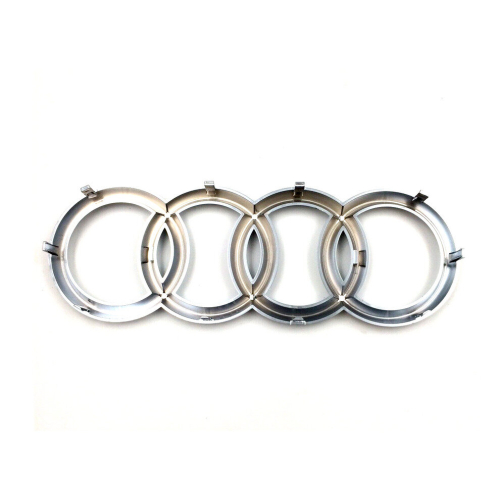 ( Silver, 285mm) Audi Rings Logo Front Grill & Rear Trunk Emblem 1
