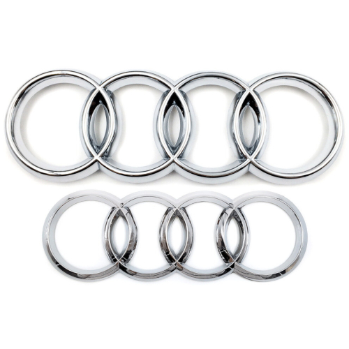 ( Silver, 285mm) Audi Rings Logo Front Grill & Rear Trunk Emblem 2
