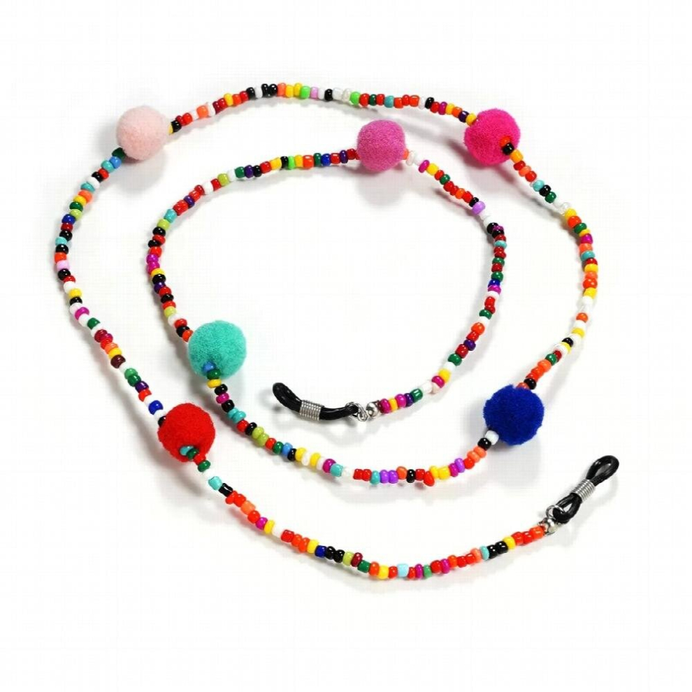 Beaded Spectacles Cord Acrylic Chain for Glasses Anti-lost Lanyard Chain for Lenses Puff Ball Beaded Sunglasses Chain