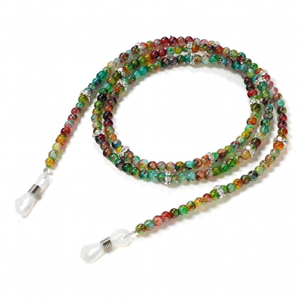 Green Agate Beaded Eyeglasses?Chains For Women, Women?S Colored Beads Sunglasses Chains 4Mm?Women?S Beaded Eyewear Necklace