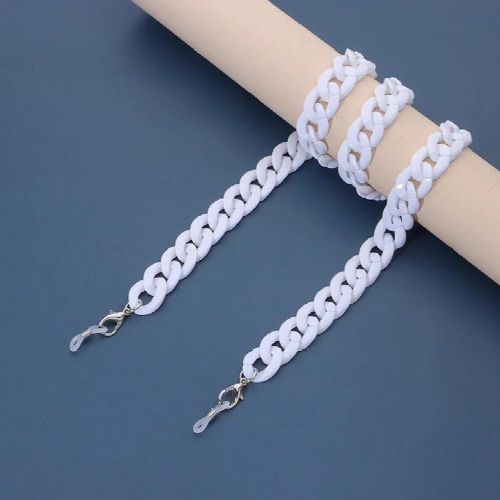 White Retro Bright Acrylic Sunglasses Chain Straps Lanyards Transparent Reading Glasses Hanging Neck Glasses Chain