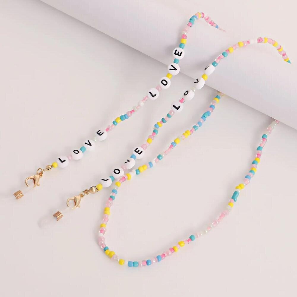 Multicoloured Resin Seed Beads Sunglasses Chain Mask Eyeglasses Chains Holder Lanyard Strap Rope Casual Alphabet Beaded Jewelry