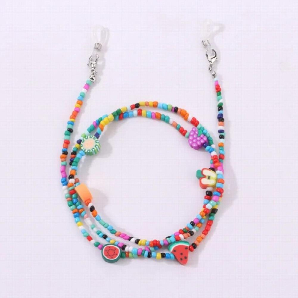 Sunglasses Chain For Unisex With Colorful Beads Flower Fruit Smile Pendant Anti Drop Mask Glasses Chains Lanyard Jewelry